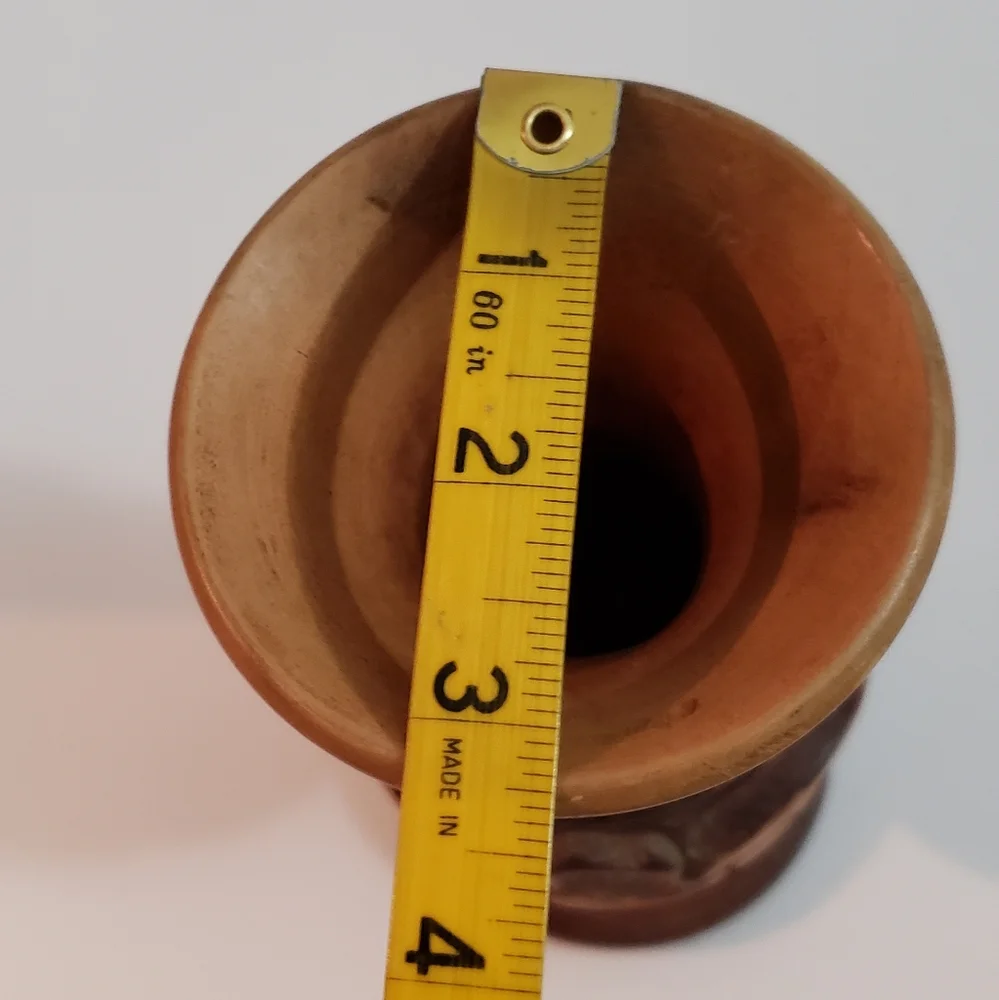 Hand Carved Wooden Vase Folk Art Boho